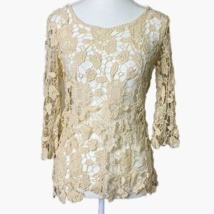 Ruby Cream Cotton Crochet Top‎